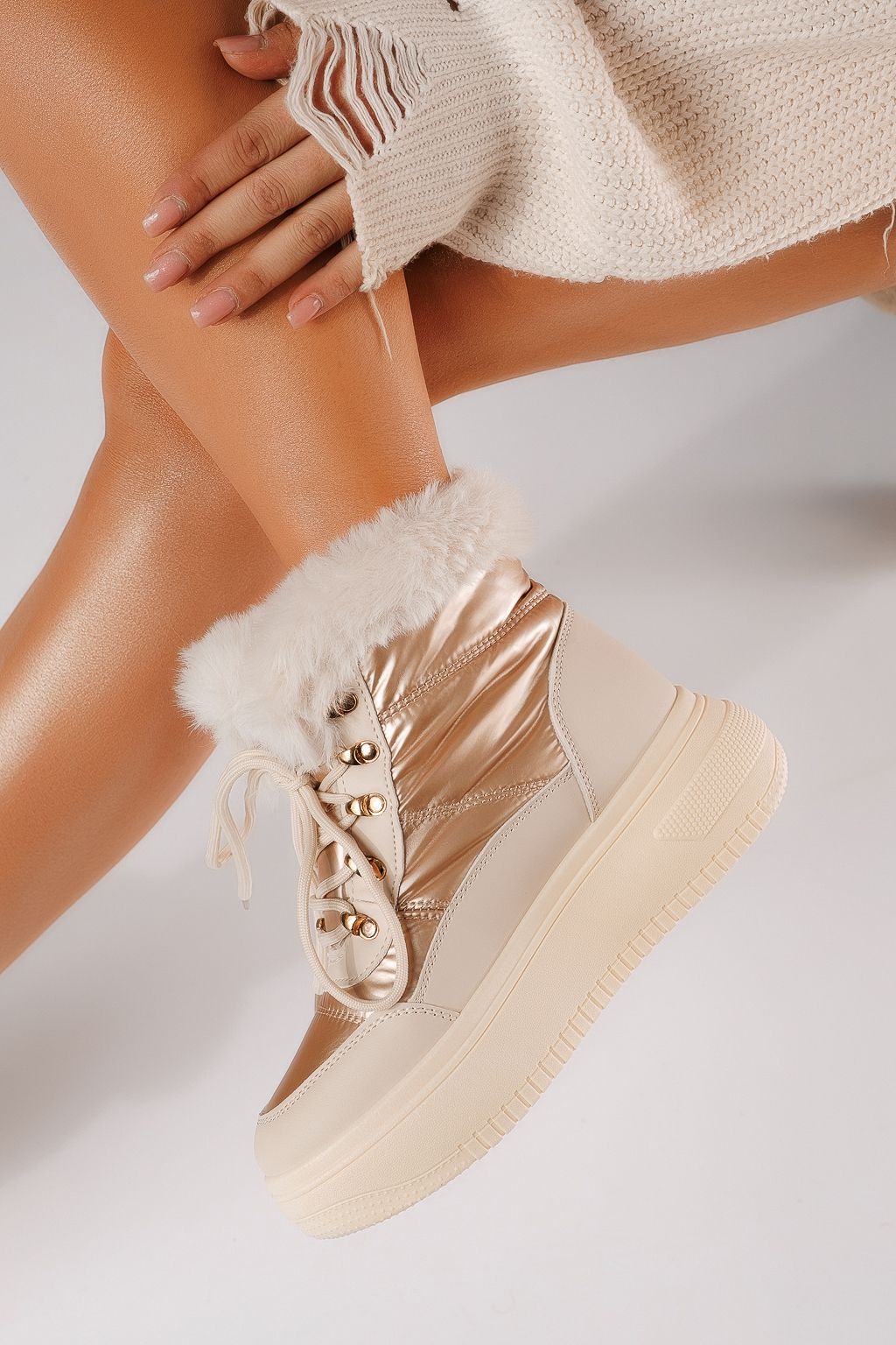 Дамски Боти Ivory Розови/Златисти #17244