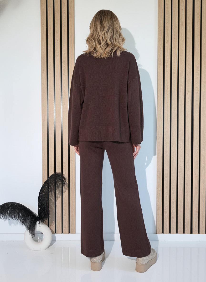 Дамски Комплект кафяв Adela 2 части трико #A1237