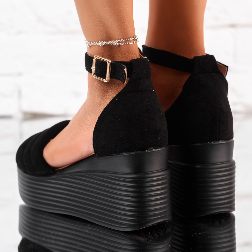 Дамски сандали с платформата Novah черен #10269