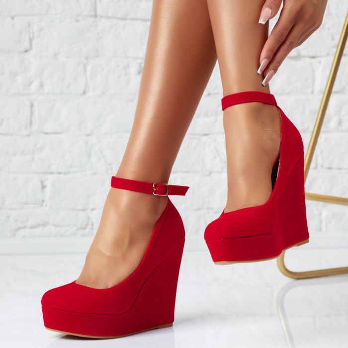 Дамски обувки на платформа Nora червен #13954
