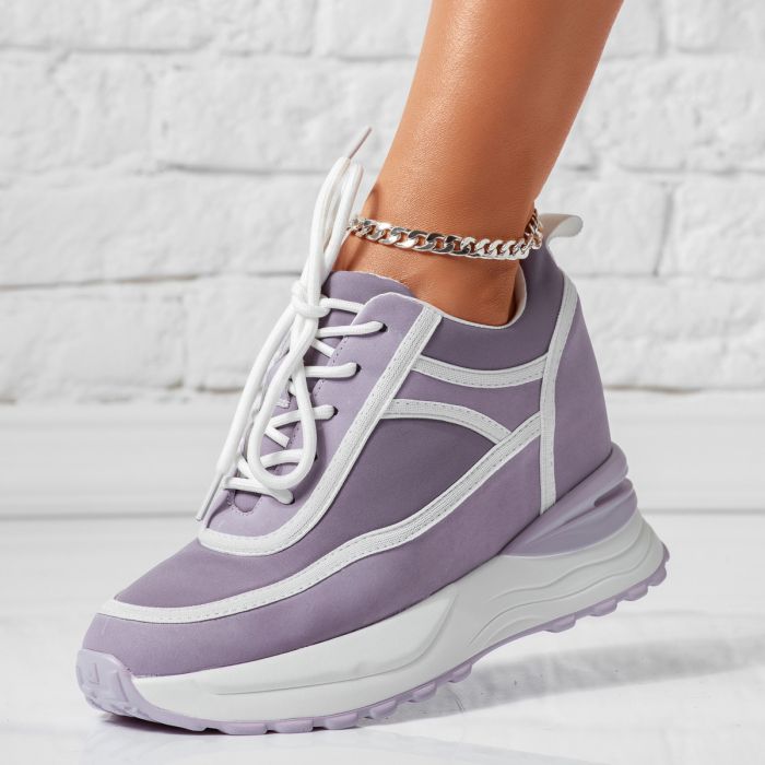 Дамски спортни обувки с платформа Dimitra лилаво #14606