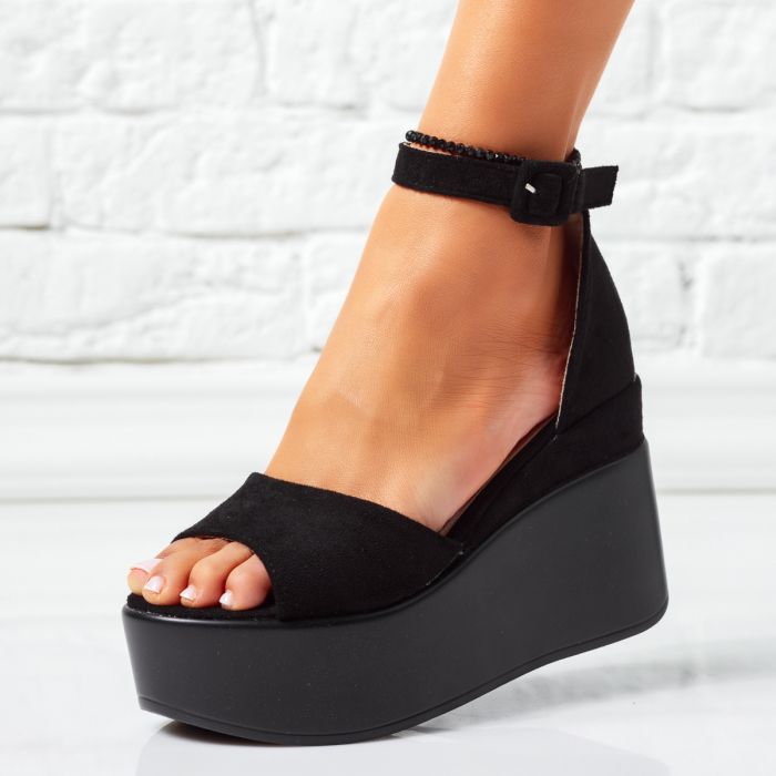 Дамски сандали на платформа Perla черен #14447