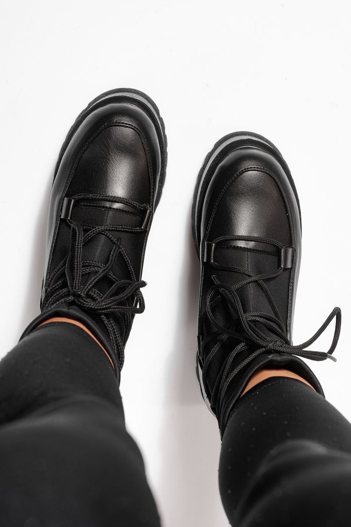 Дамски боти подплатени черни от еко кожа Yvette #23163