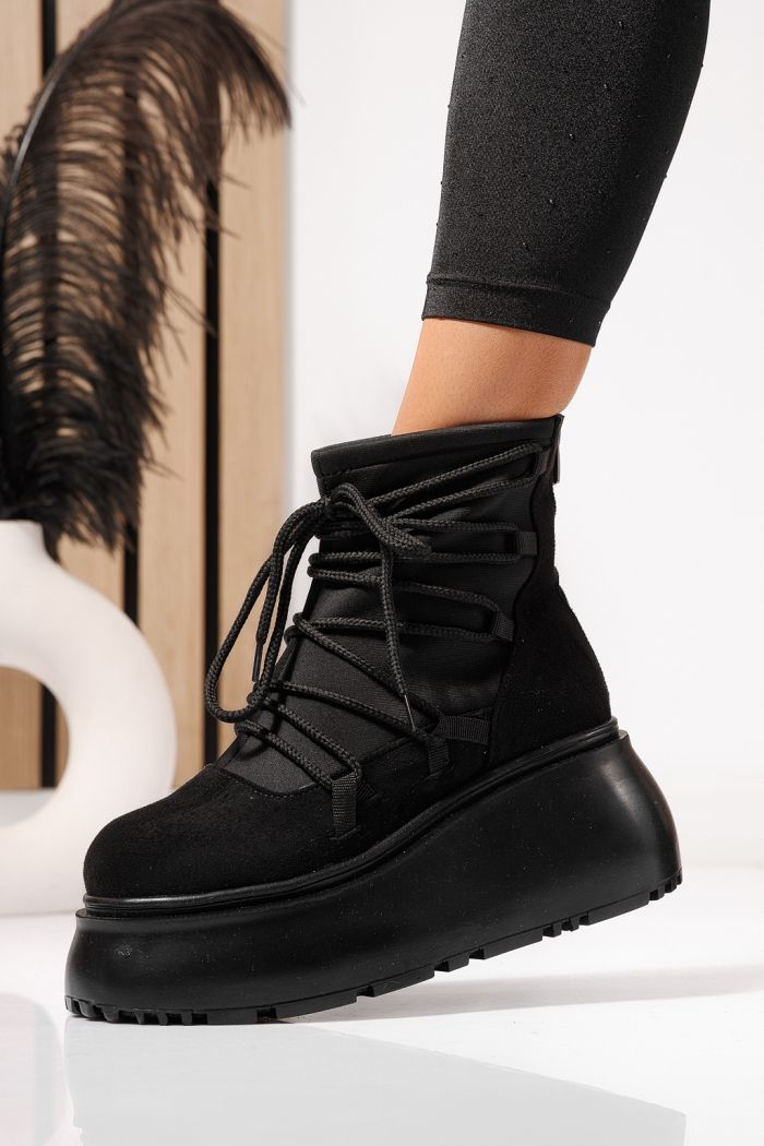 Дамски боти подплатени черни от обърната еко кожа  Inсивиd #23165