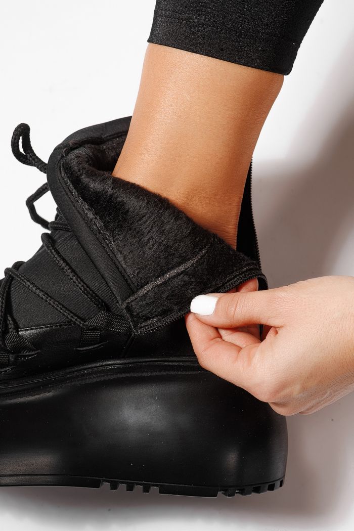 Дамски боти подплатени черни от еко кожа Inсивиd #23164