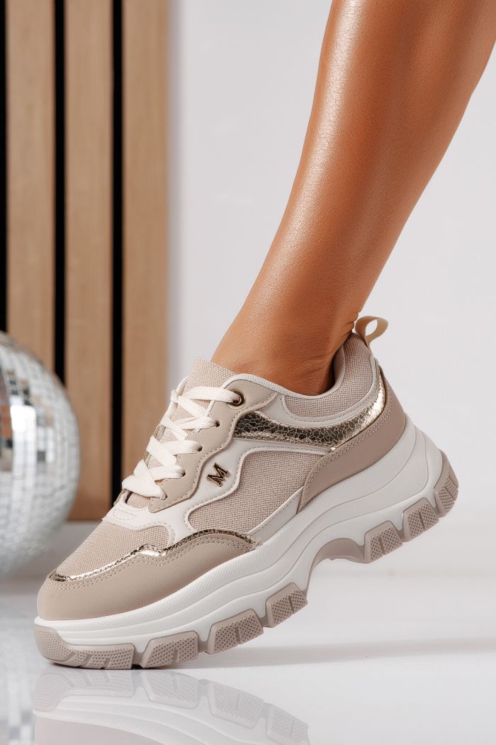 Дамски маратонки бежови от еко кожа Savina #24493