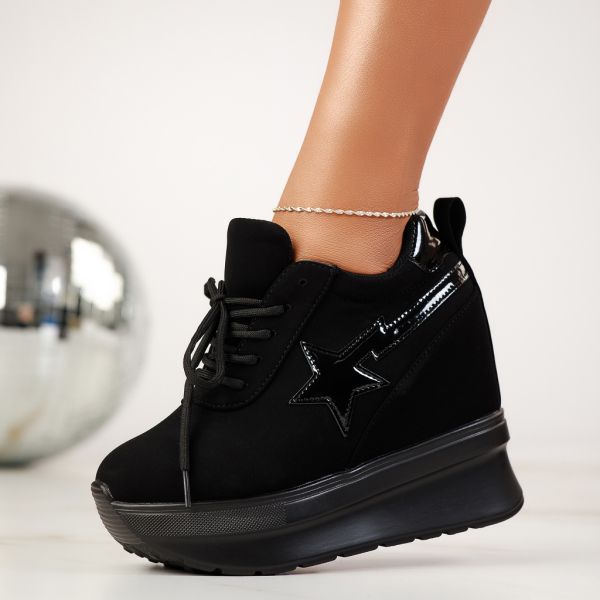 Дамски спортни обувки с платформа Feel черен #13528