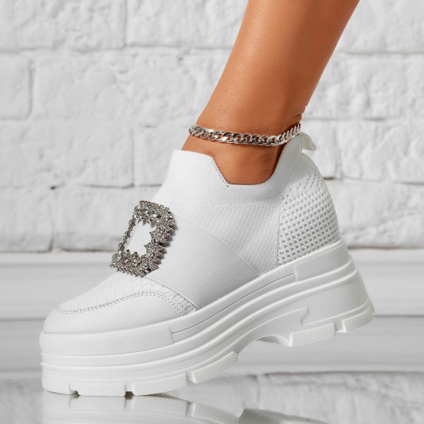 Дамски спортни обувки с платформа Agnes Бяло #14623
