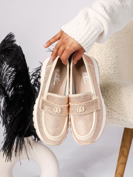 Всекидневни дамски обувки бежови от обърната еко кожа Mary #18451