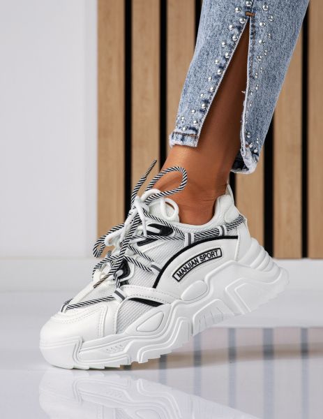 Дамски маратонки бели от еко кожа Quin #18644