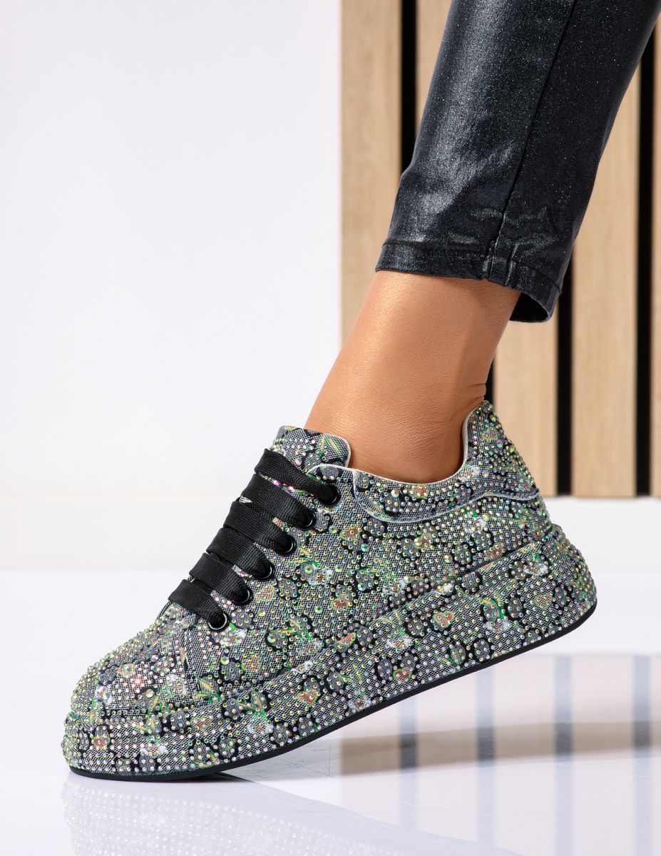 Дамски маратонки черни от текстилен материал Olivia #18664