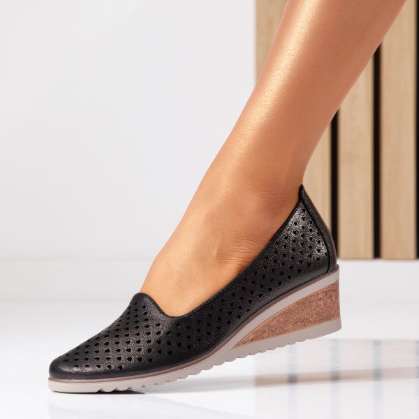 Дамски обувки с платформа от черна екологична кожа Hazel #18741