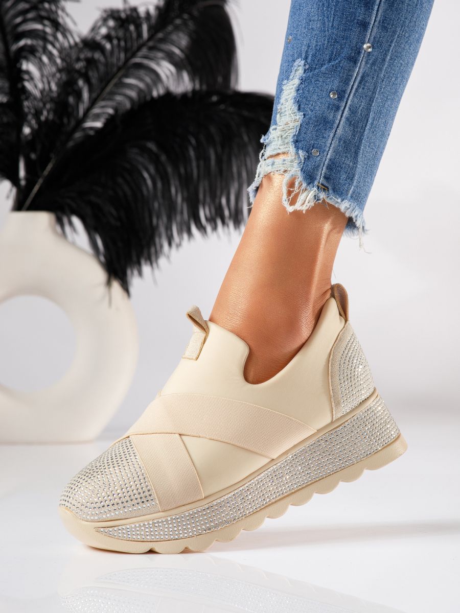 Дамски маратонки бежови от текстилен материал  Rosalia #18827