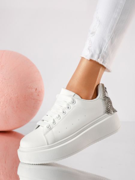 Дамски маратонки бели от еко кожа Everly #19197