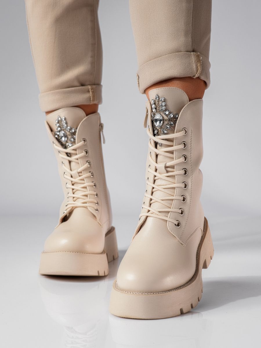 Дамски боти бежови от еко кожа Calliope #20170