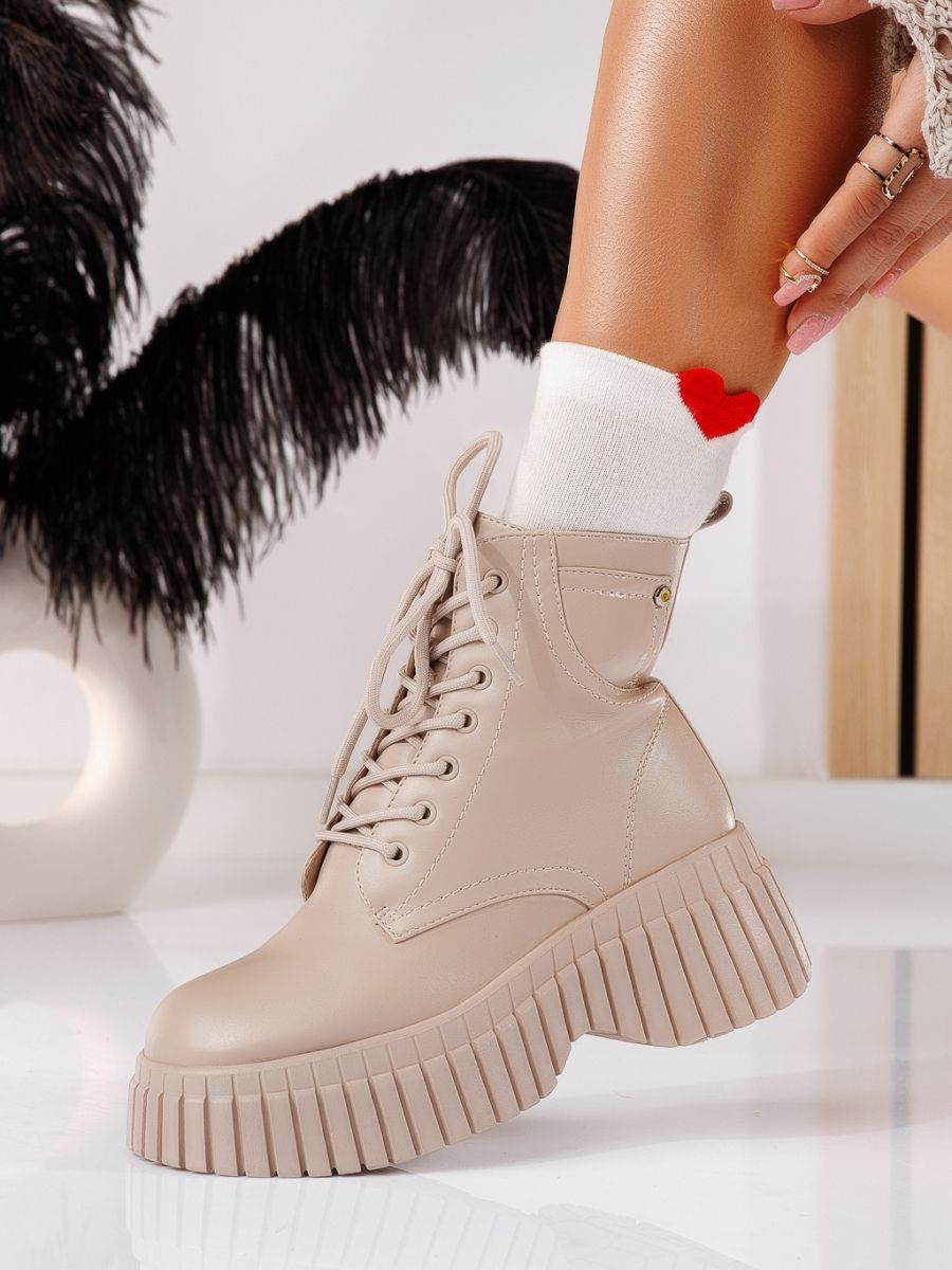 Дамски боти бежови от еко кожа Ronnie #20547