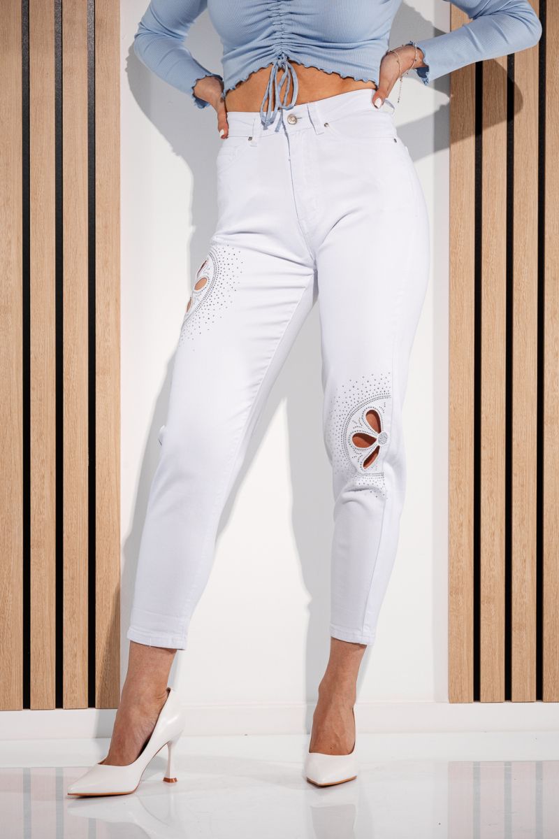 Дамски MomFit Дънки Pixie бели #A931