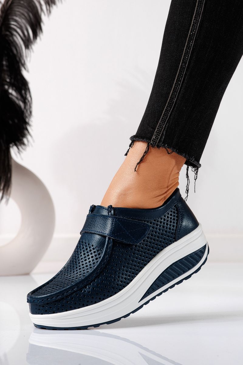 Всекидневни дамски обувки сини от естествена кожа Delia #21541