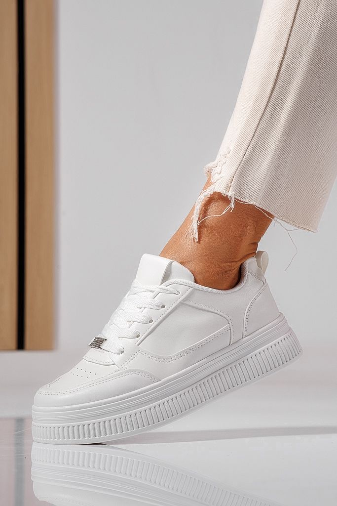 Дамски маратонки бели от еко кожа Adela #22522