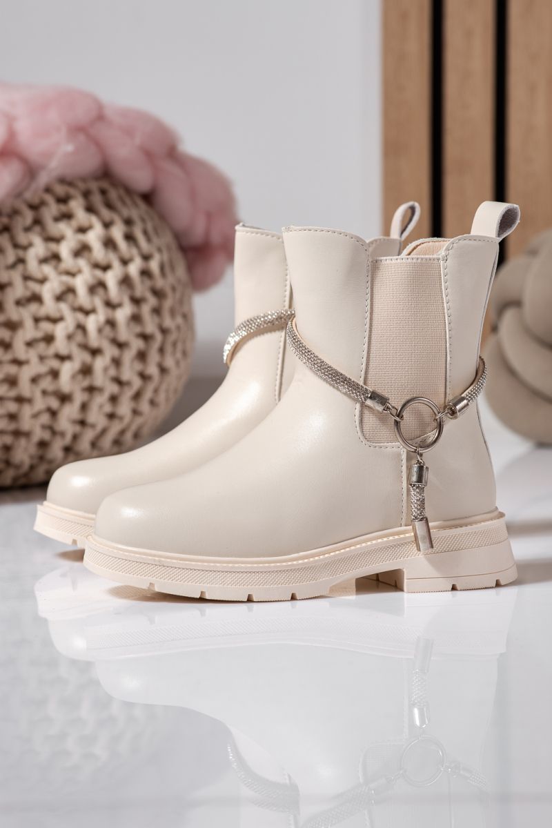 Дамски боти подплатени бежови от еко кожа Ana #22566