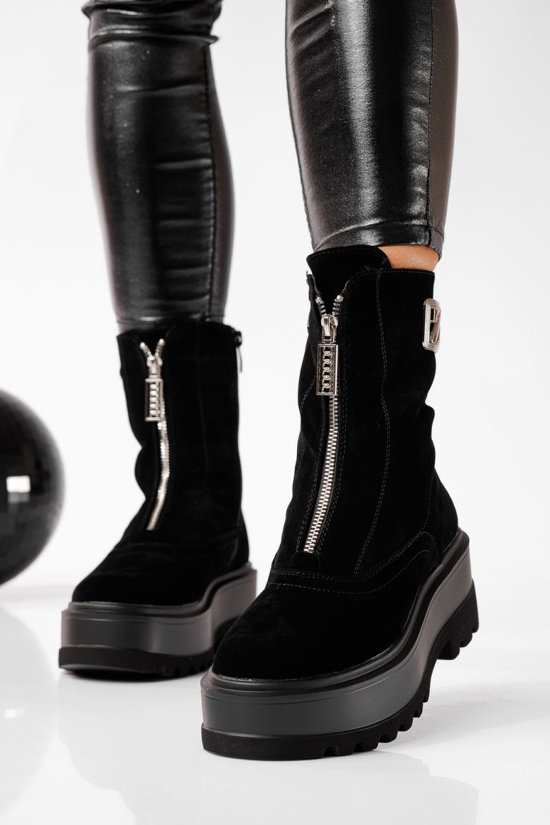 Дамски боти подплатени с пух черни от еко кожа Bianca #22687