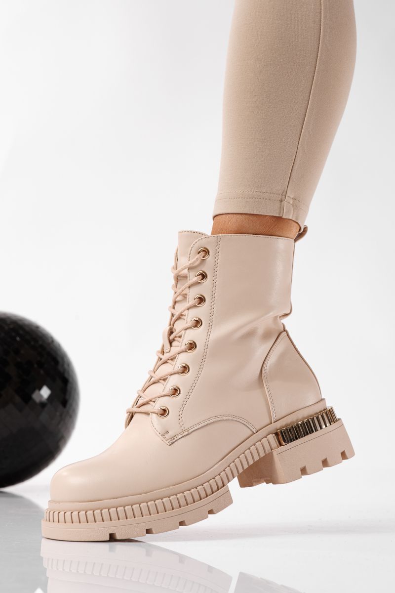 Дамски боти подплатени с пух бежови от еко кожа Joplin #22775