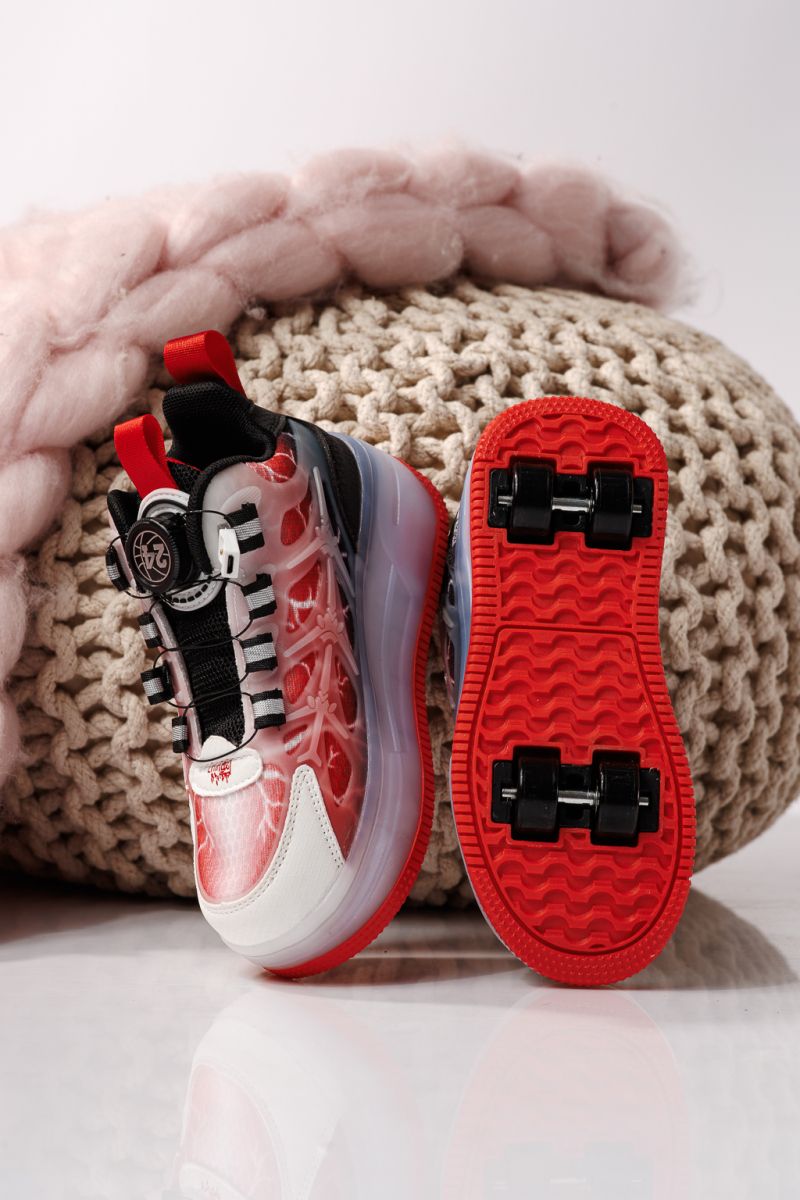 Маратонки с колелца червени от текстилен материал Carla #22887