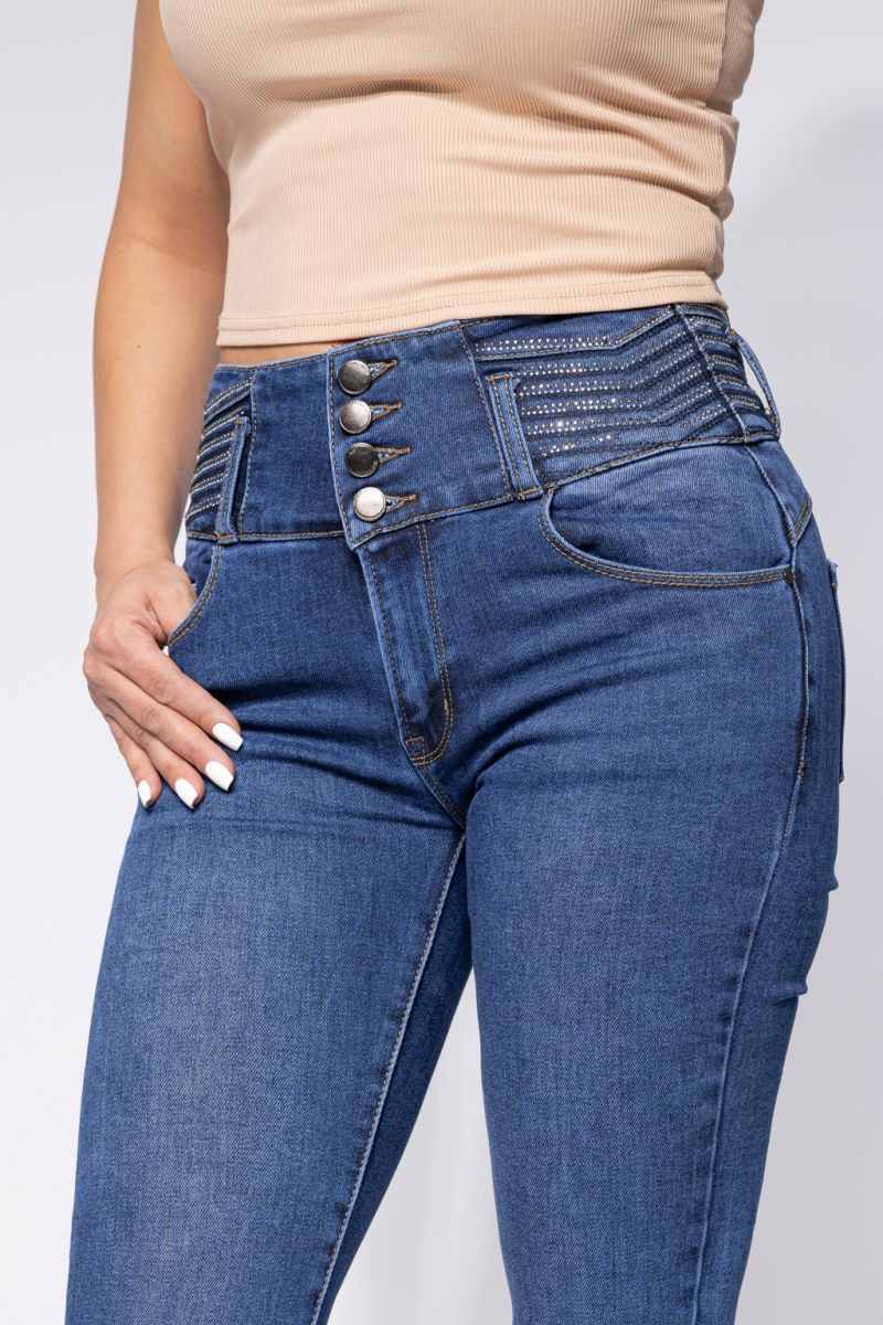 Дамски Дънки Вталени с PushUp Victoria Сини #A658