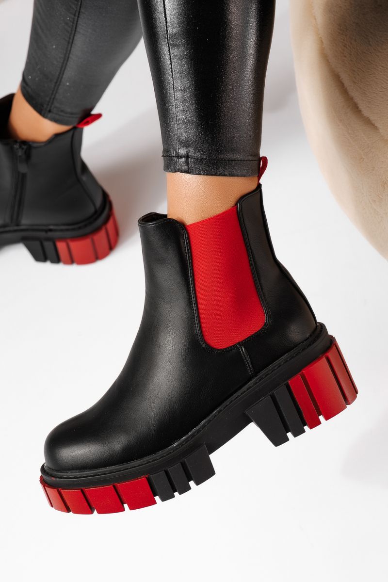 Дамски ботуши Olly Черен/червен #8855M
