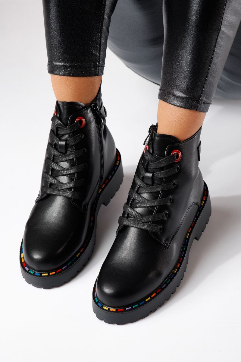 Дамски боти подплатени с пух черни от еко кожа Sevda #23048