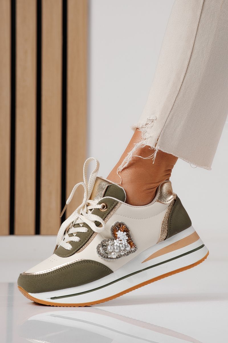 Дамски маратонки зелени от еко кожа Kayla #24141