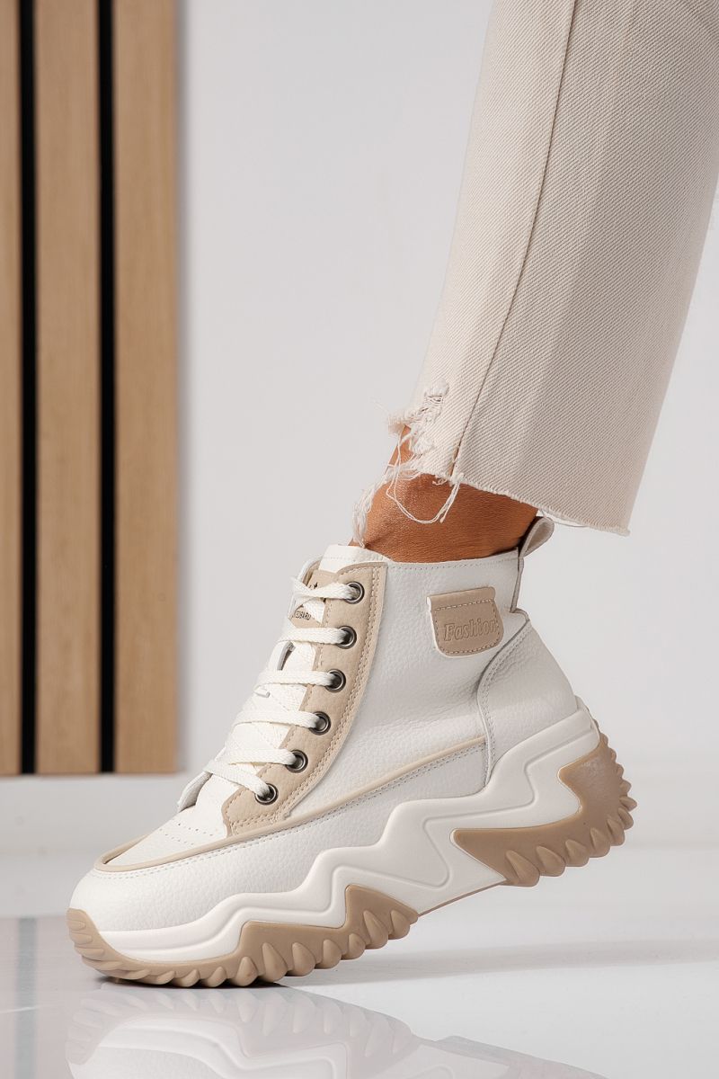 Дамски маратонки каки от еко кожа Lea #24152