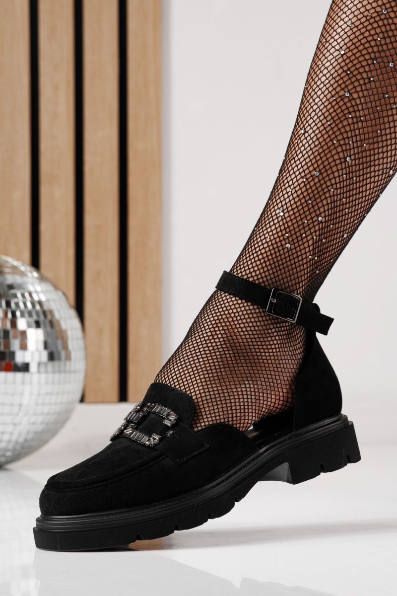 Всекидневни дамски обувки черни от обърната еко кожа Saima #24275