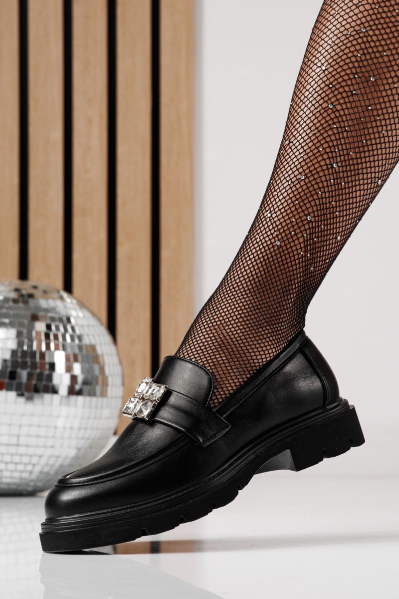 Всекидневни дамски обувки черни от еко кожа Zina #24281