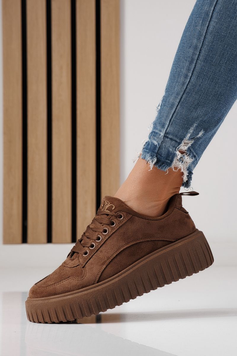 Дамски маратонки кафяви от еко кожа Delia #24300