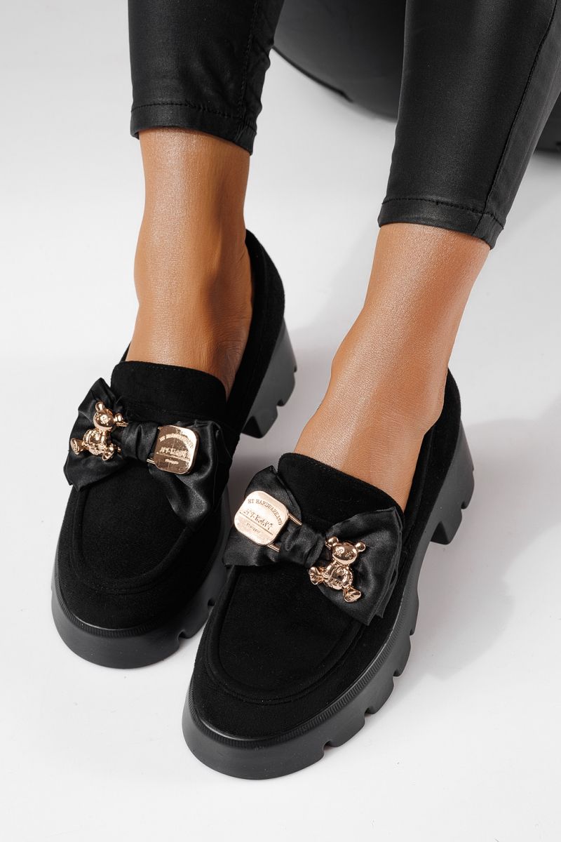 Всекидневни дамски обувки Natalia 2 от обърната еко кожа черни #16430