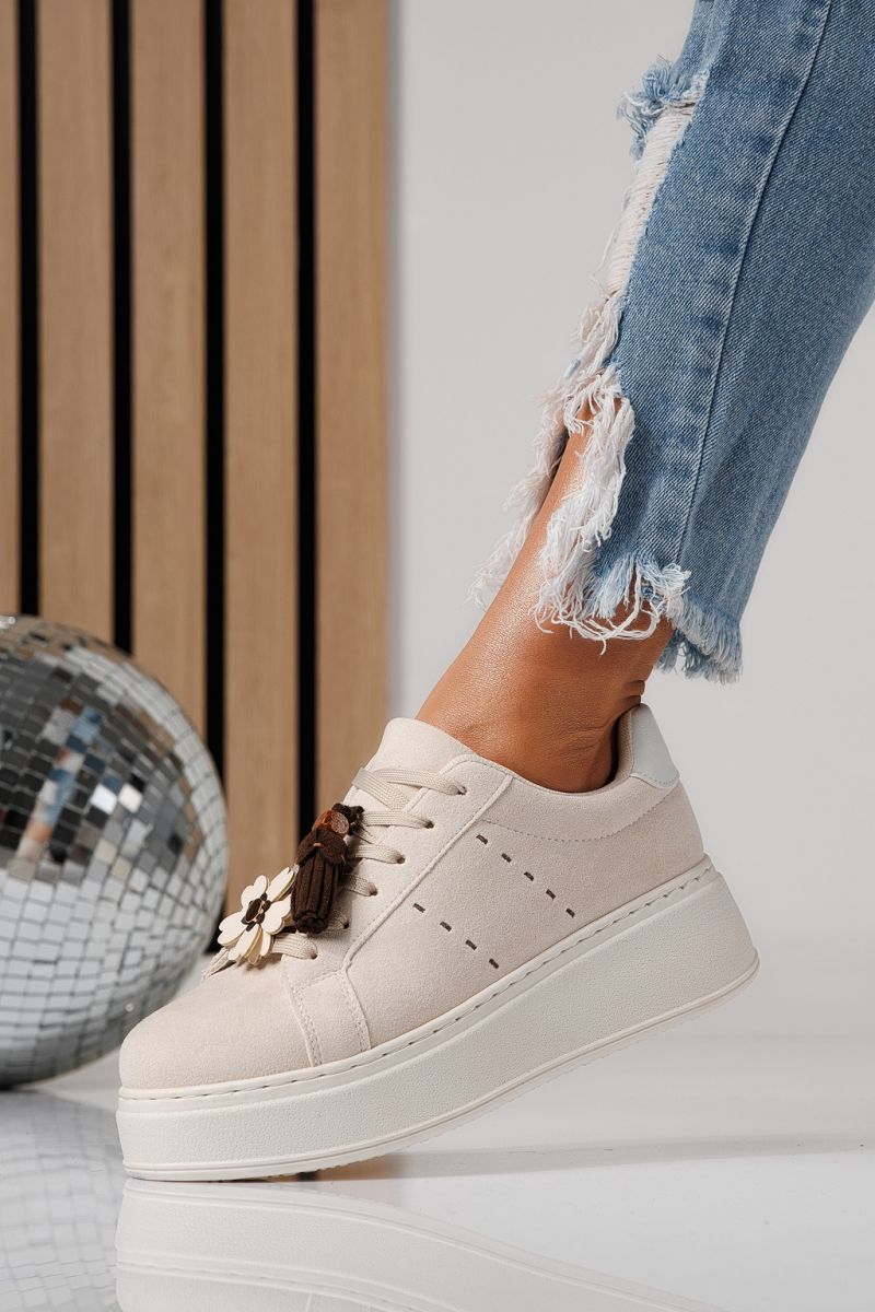 Дамски маратонки бежови от еко кожа Aliss #24316