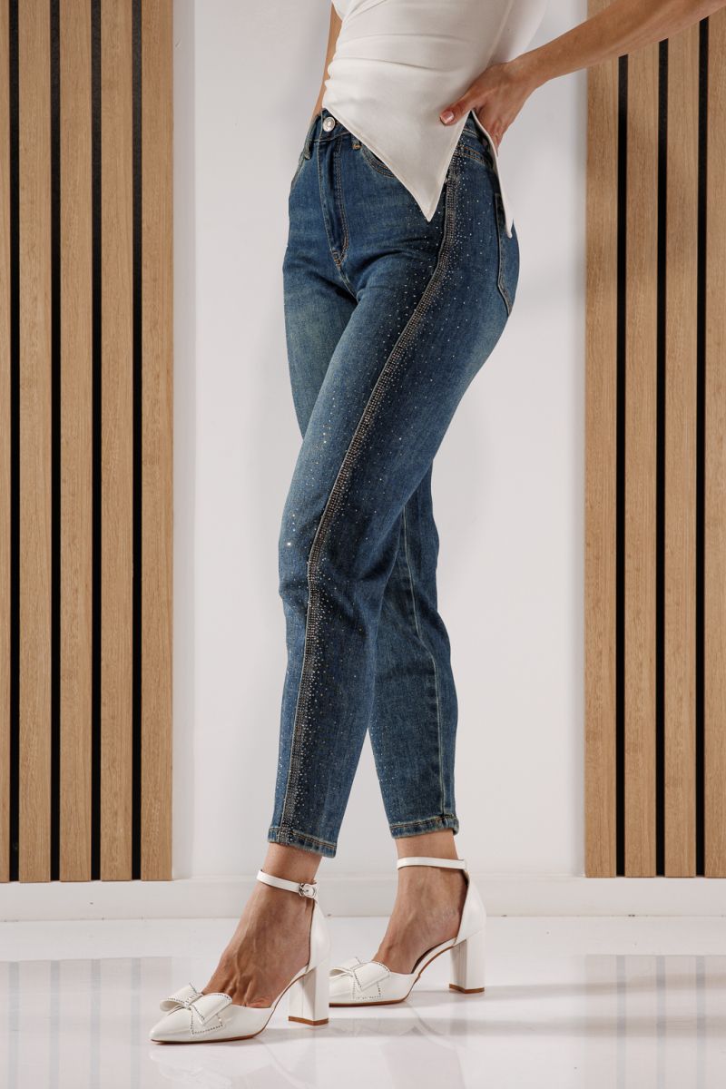 Дънки Baggy Fit Дамски Tina сини #A1364