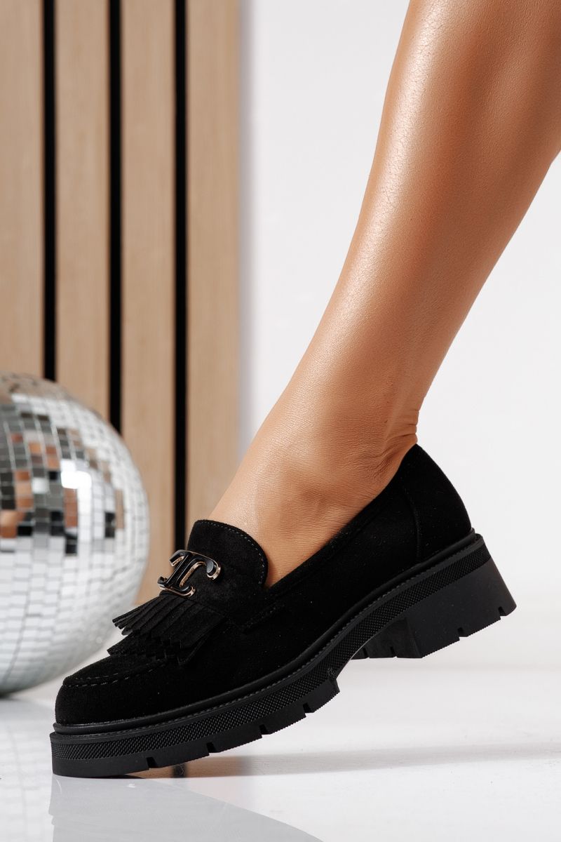 Всекидневни дамски обувки черни от обърната еко кожа Galia #24443