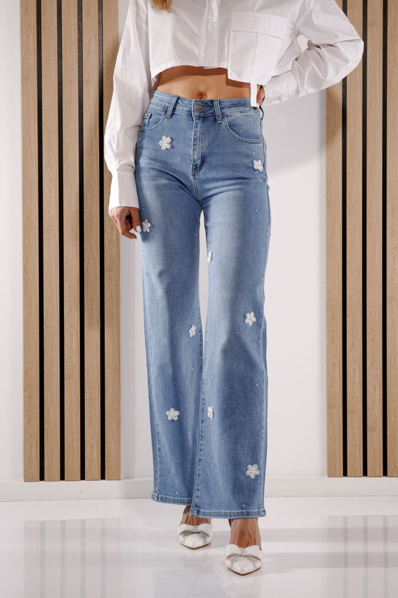 Разкроени дамски дънки Alane Сини #A1374