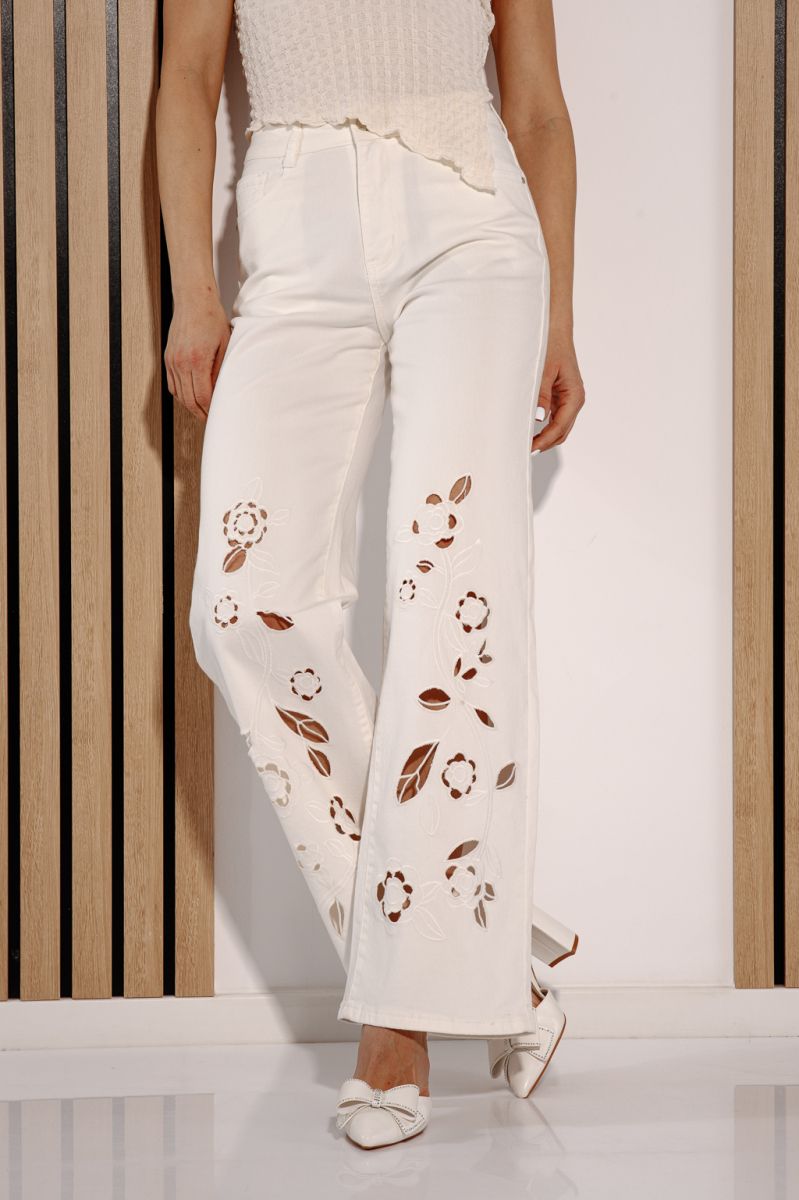 Разкроени дамски дънки Akeila бели #A1382