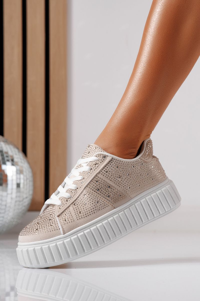 Бежови дамски маратонки от екокожа Loris #24402