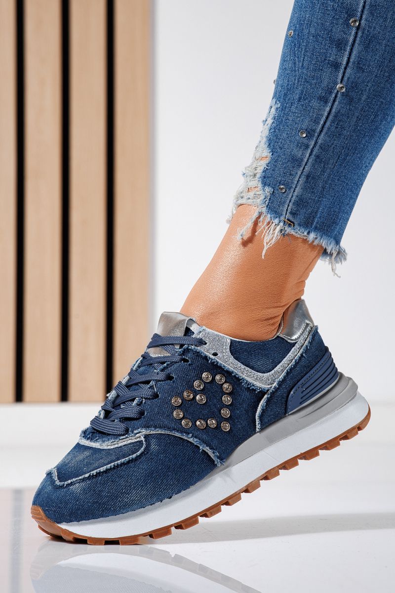 Дамски маратонки сини от текстилен материал Elsa #24497