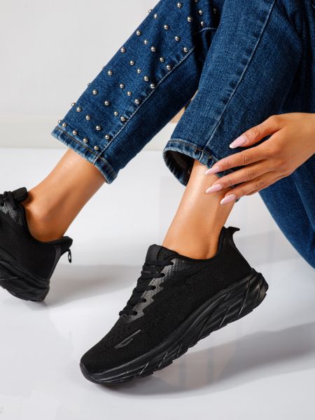 Дамски маратонки черни от текстилен материал Luisa #24558