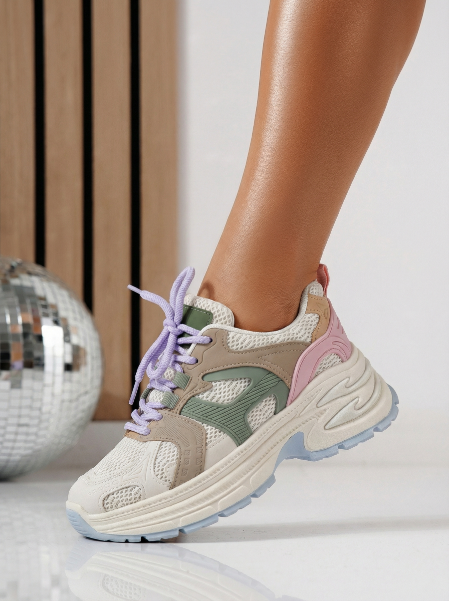 Дамски бежови маратонки от екокожа Amber #24522