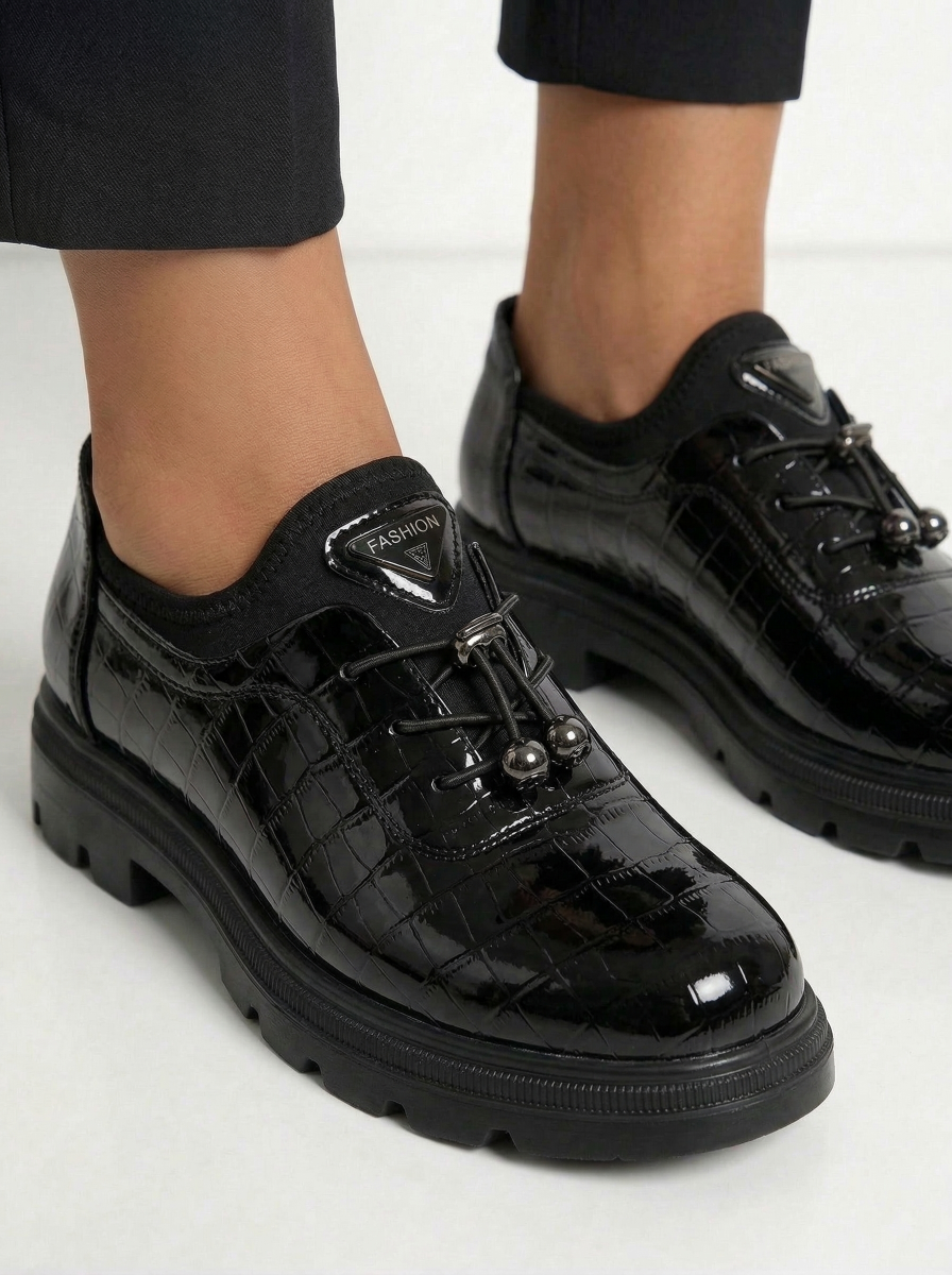 Дамски черни ежедневни обувки от лачена кожа Mariah #24606