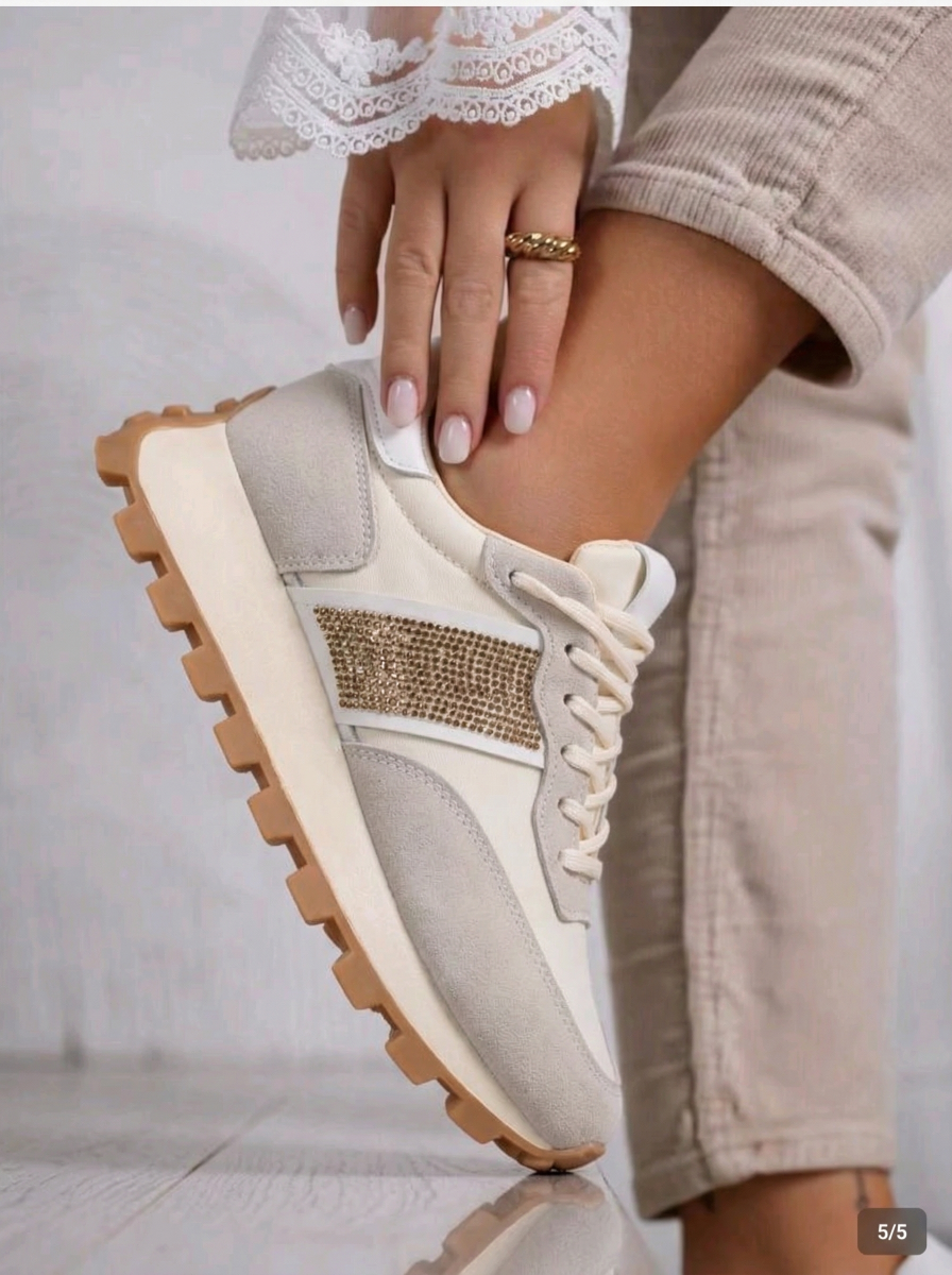 Дамски маратонки бежови от обърната еко кожа Love #19177