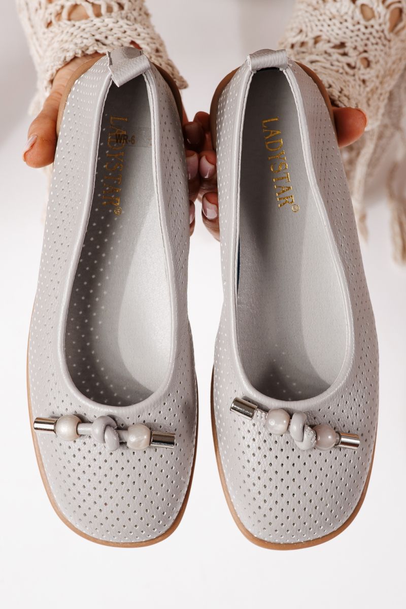 Дамски балерини сиви от еко кожа Aeliana #24871