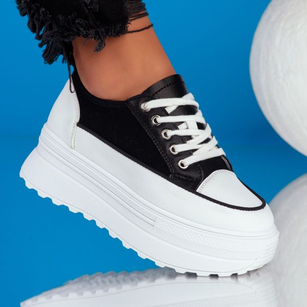 Дамски спортни обувки Kennedy Черно бяла #9062