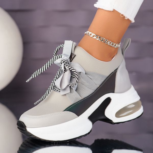 Дамски спортни обувки с платформа Joy Сив #10478